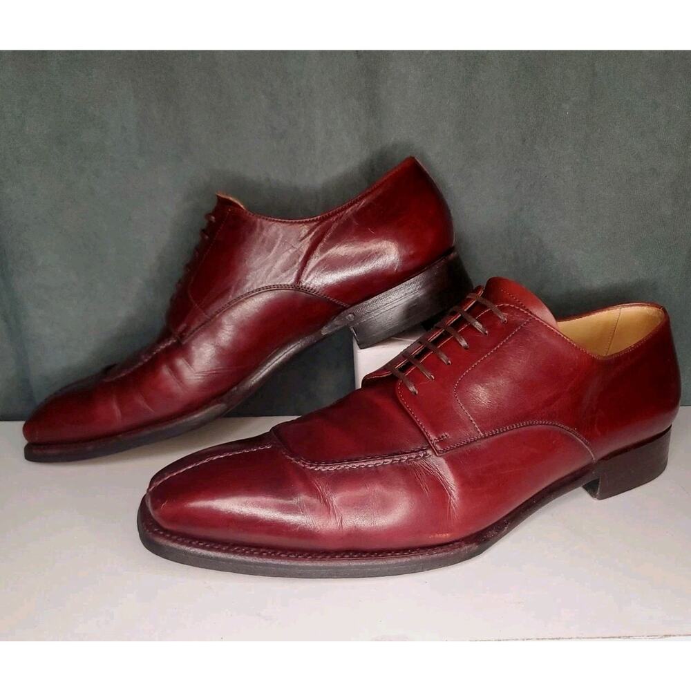 L.F. Lidfort for Barney's Dress Shoes Burgundy Leather Made in Italy US Men's 11